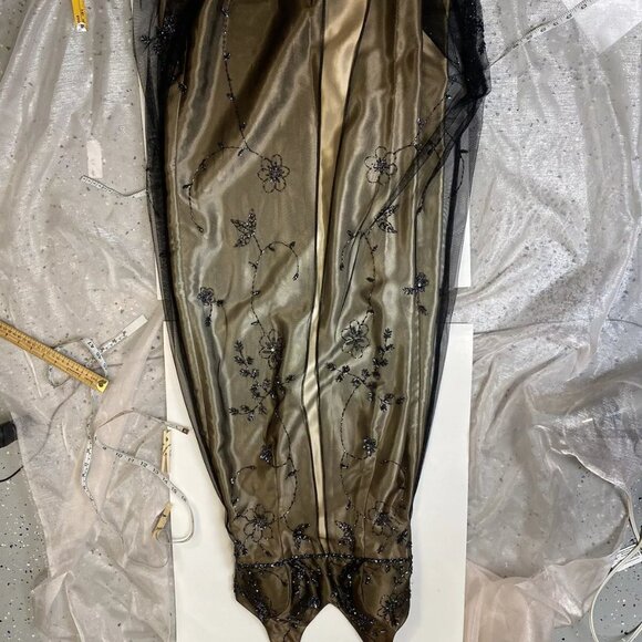 Vintage betsy adams Prom Dress Maxi Gown 4 gold 90s Y2K Goth Ombre Mesh Grunge - Picture 12 of 15